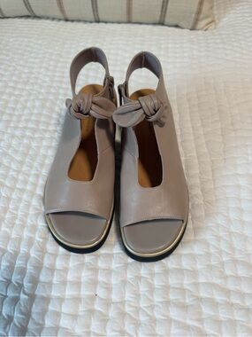 Knot-Accent Slingback Sandals in Taupe